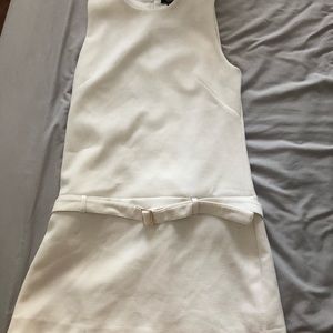 White Belted A-Line Dress
